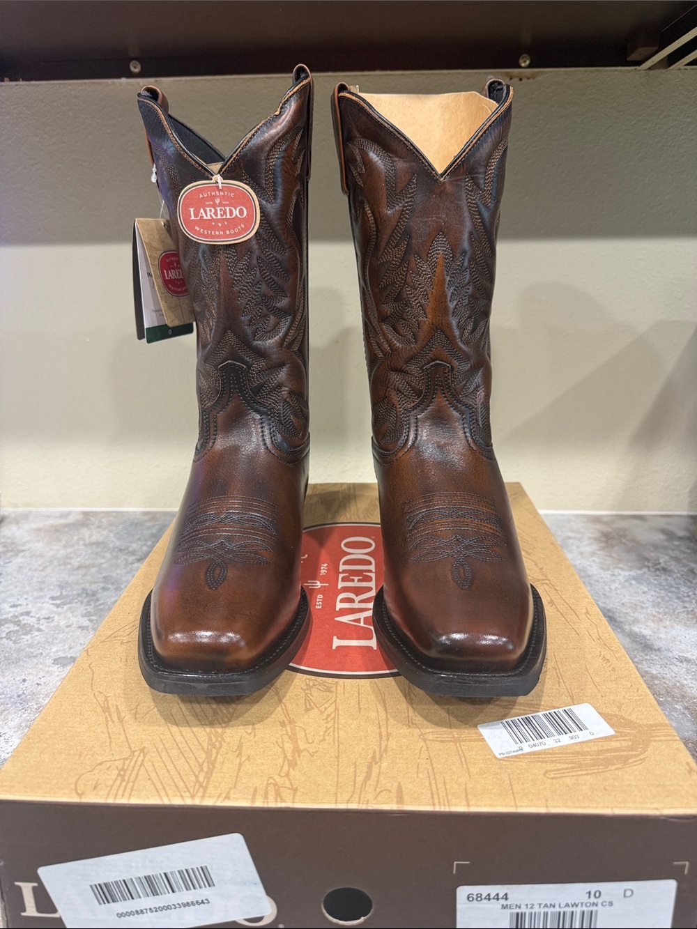 Laredo Dark Brown Men's Western Leather Cowboy Boots